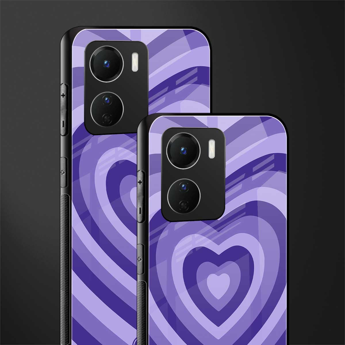 y2k purple hearts aesthetic back phone cover | glass case for vivo y16
