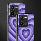 y2k purple hearts aesthetic back phone cover | glass case for vivo y35 4g