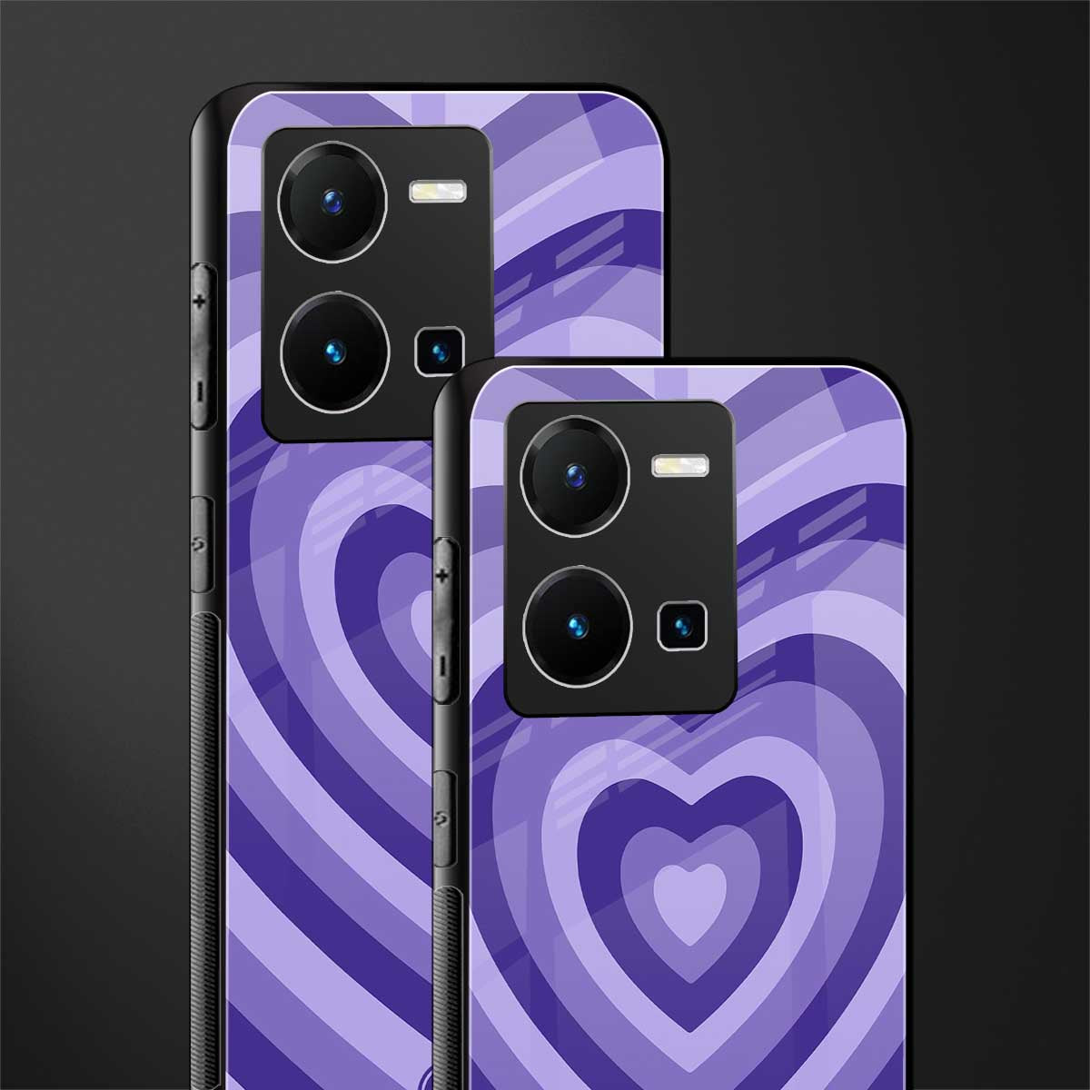 y2k purple hearts aesthetic back phone cover | glass case for vivo y35 4g
