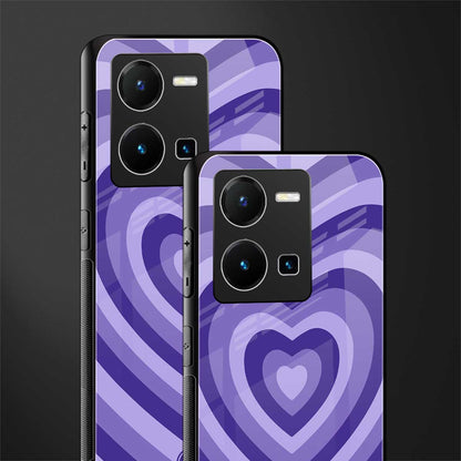 y2k purple hearts aesthetic back phone cover | glass case for vivo y35 4g