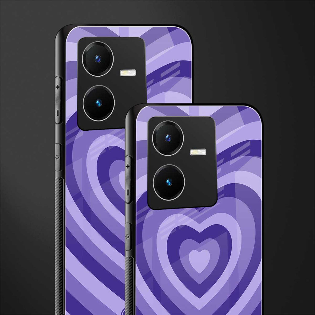 y2k purple hearts aesthetic back phone cover | glass case for vivo y22