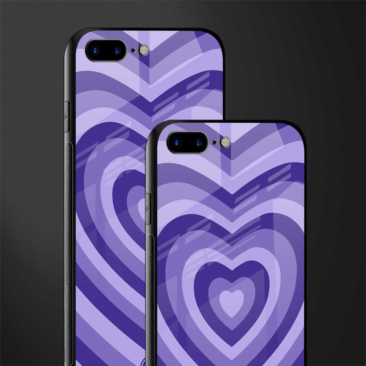 y2k purple hearts aesthetic glass case for iphone 8 plus image-2