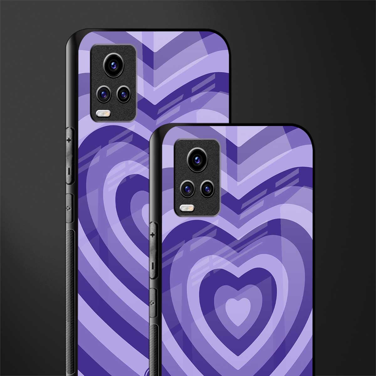 y2k purple hearts aesthetic back phone cover | glass case for vivo v21e 4g