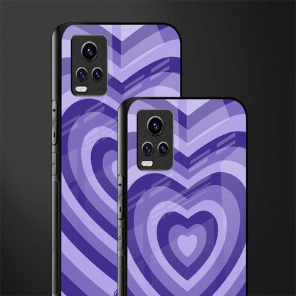 y2k purple hearts aesthetic back phone cover | glass case for vivo v21e 4g