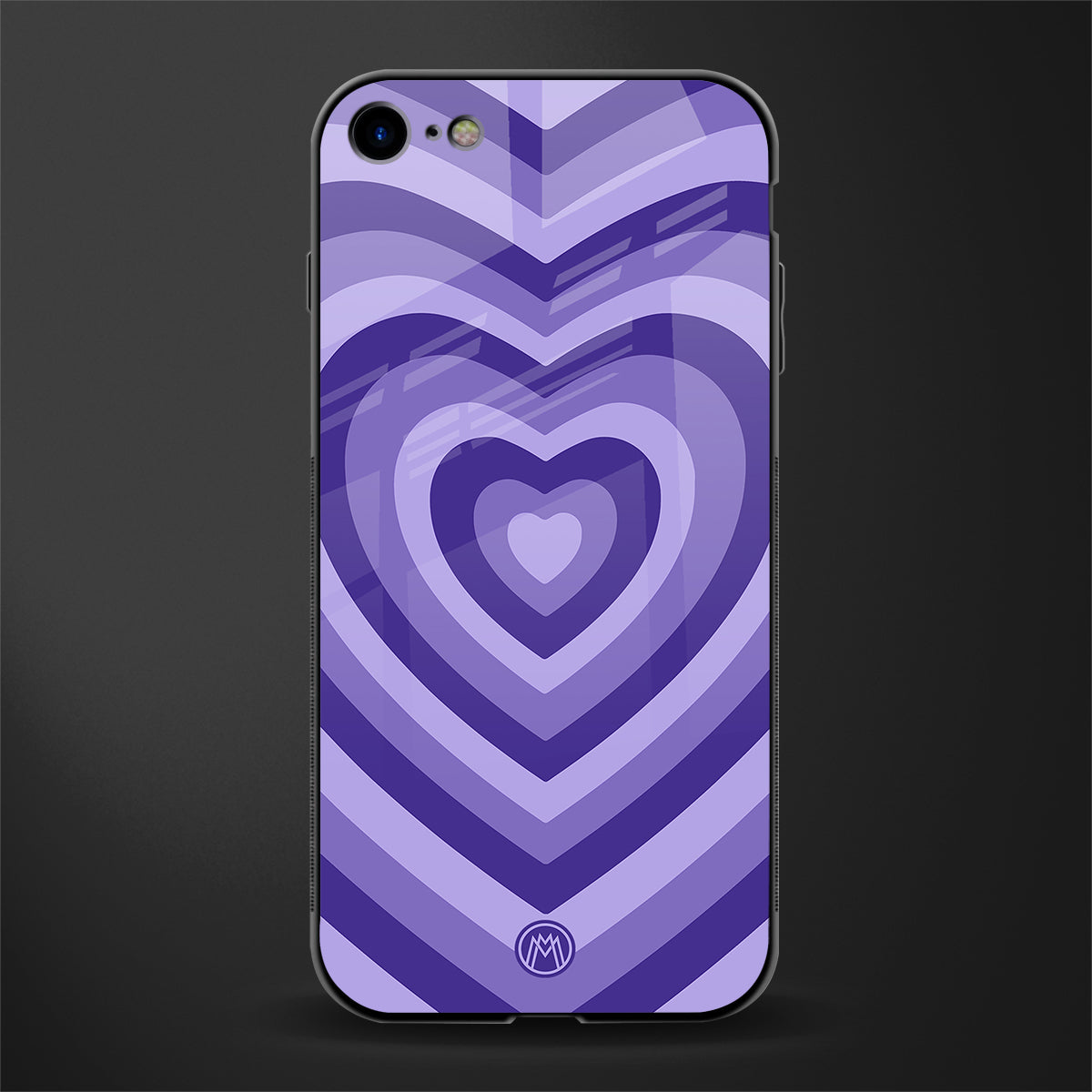 y2k purple hearts aesthetic glass case for iphone 7 image