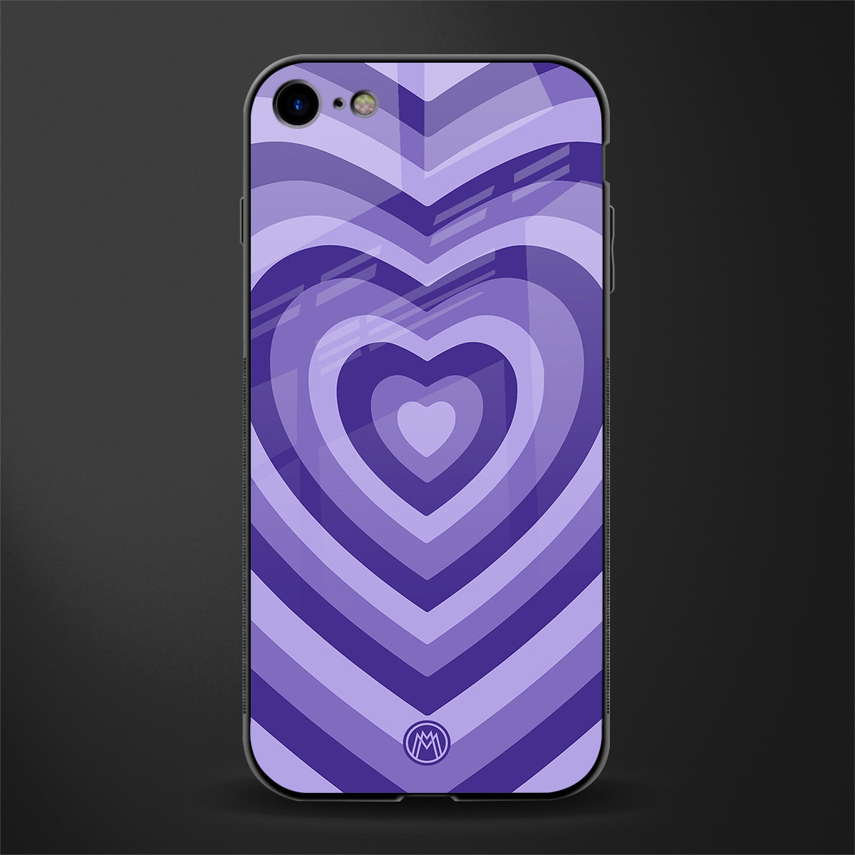 y2k purple hearts aesthetic glass case for iphone 8 image