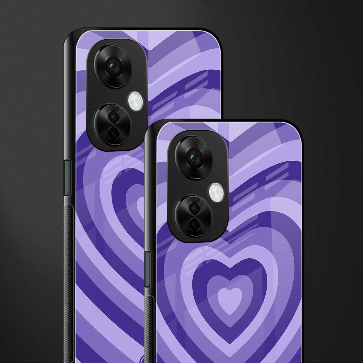 y2k purple hearts aesthetic back phone cover | glass case for oneplus nord ce 3 lite