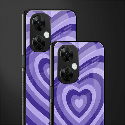y2k purple hearts aesthetic back phone cover | glass case for oneplus nord ce 3 lite