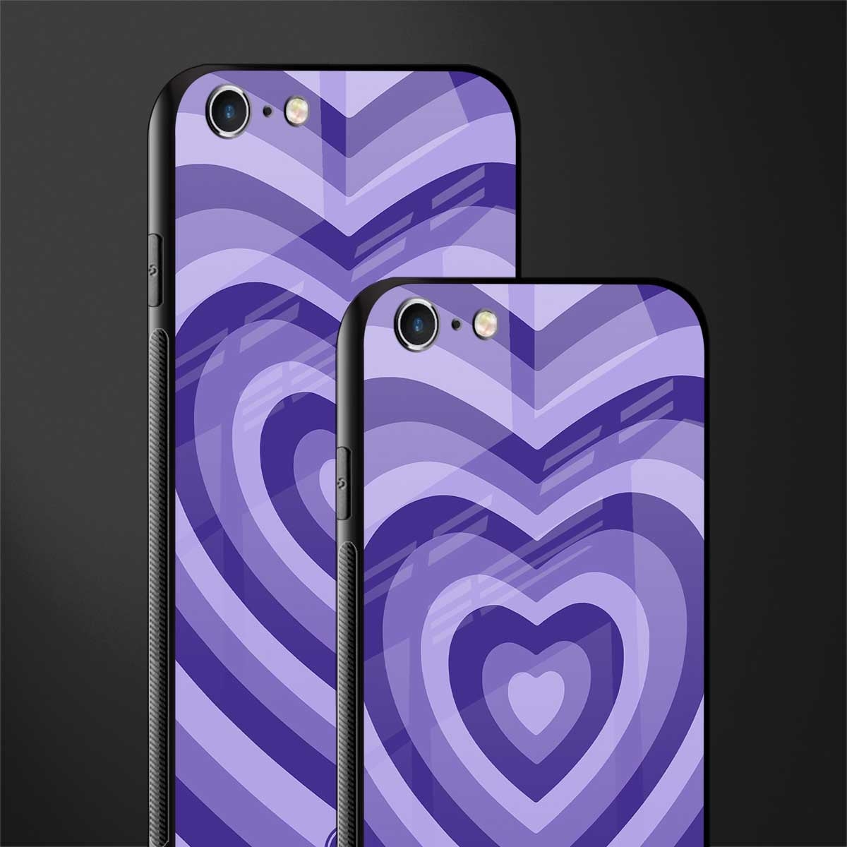 y2k purple hearts aesthetic glass case for iphone 6 image-2