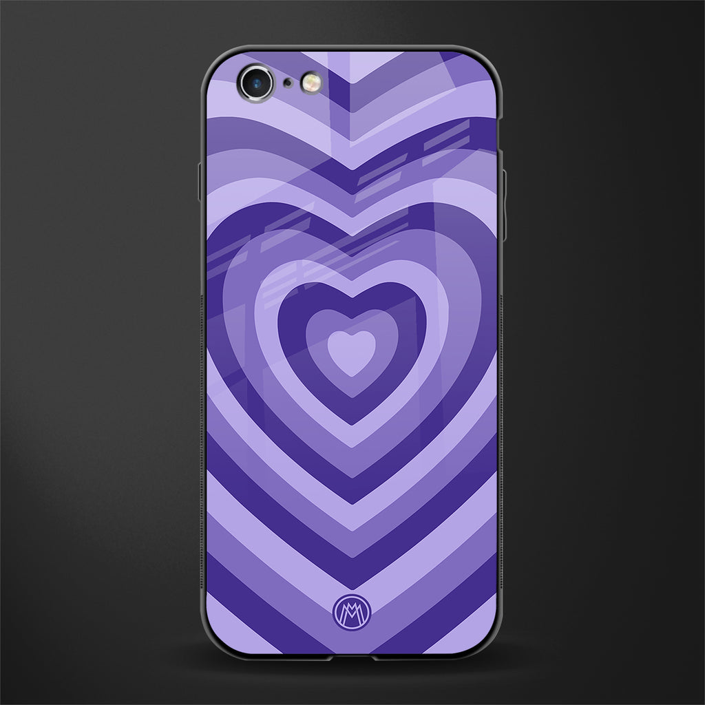 y2k purple hearts aesthetic glass case for iphone 6 image