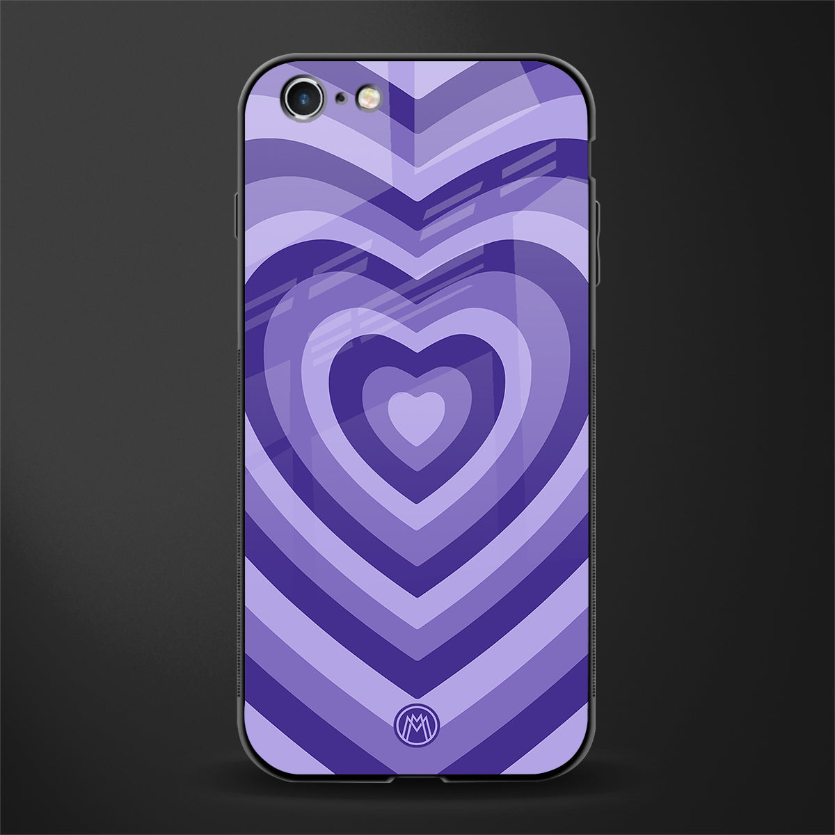 y2k purple hearts aesthetic glass case for iphone 6 image