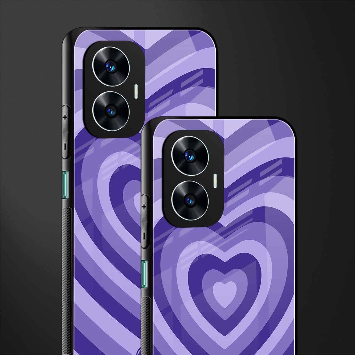 y2k purple hearts aesthetic back phone cover | glass case for realme c55