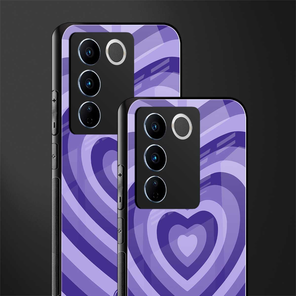 y2k purple hearts aesthetic back phone cover | glass case for vivo v27 pro 5g