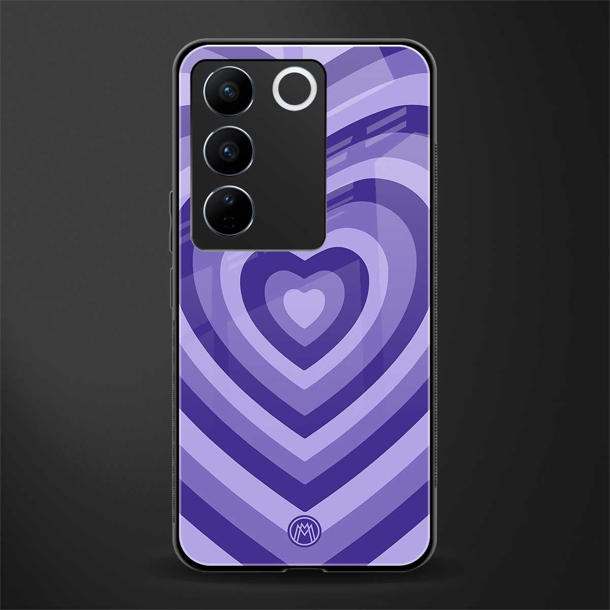y2k purple hearts aesthetic back phone cover | glass case for vivo v27 pro 5g