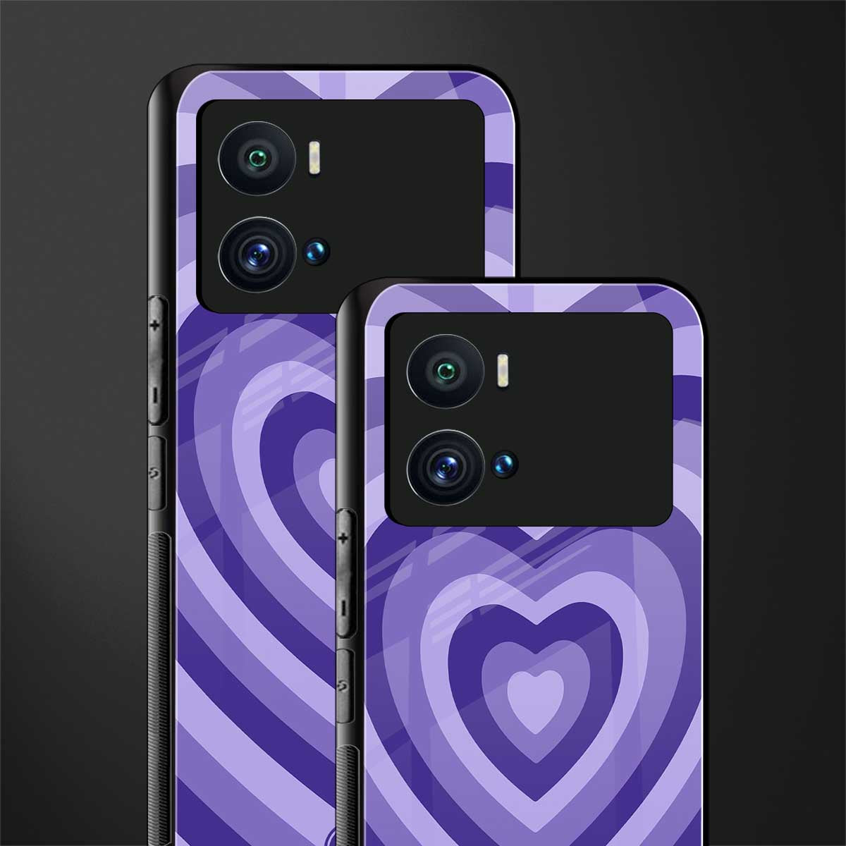 y2k purple hearts aesthetic back phone cover | glass case for iQOO 9 Pro