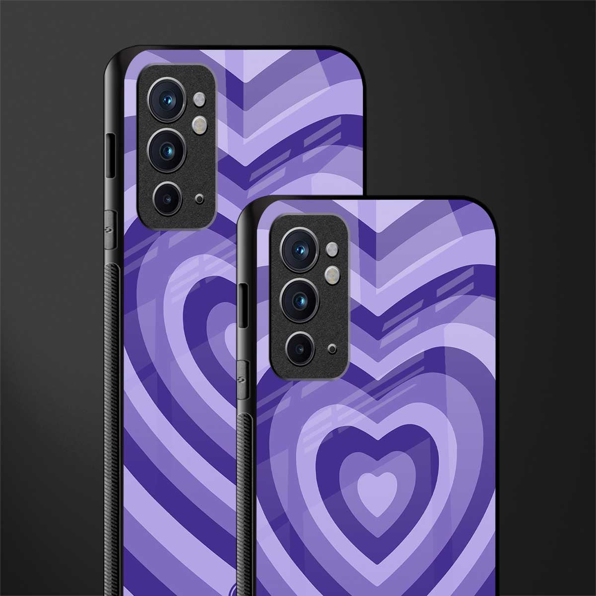 y2k purple hearts aesthetic glass case for oneplus 9rt image-2