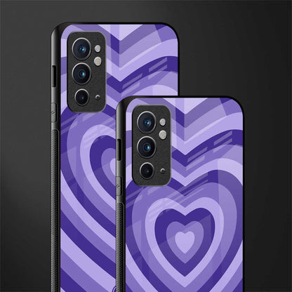 y2k purple hearts aesthetic glass case for oneplus 9rt image-2