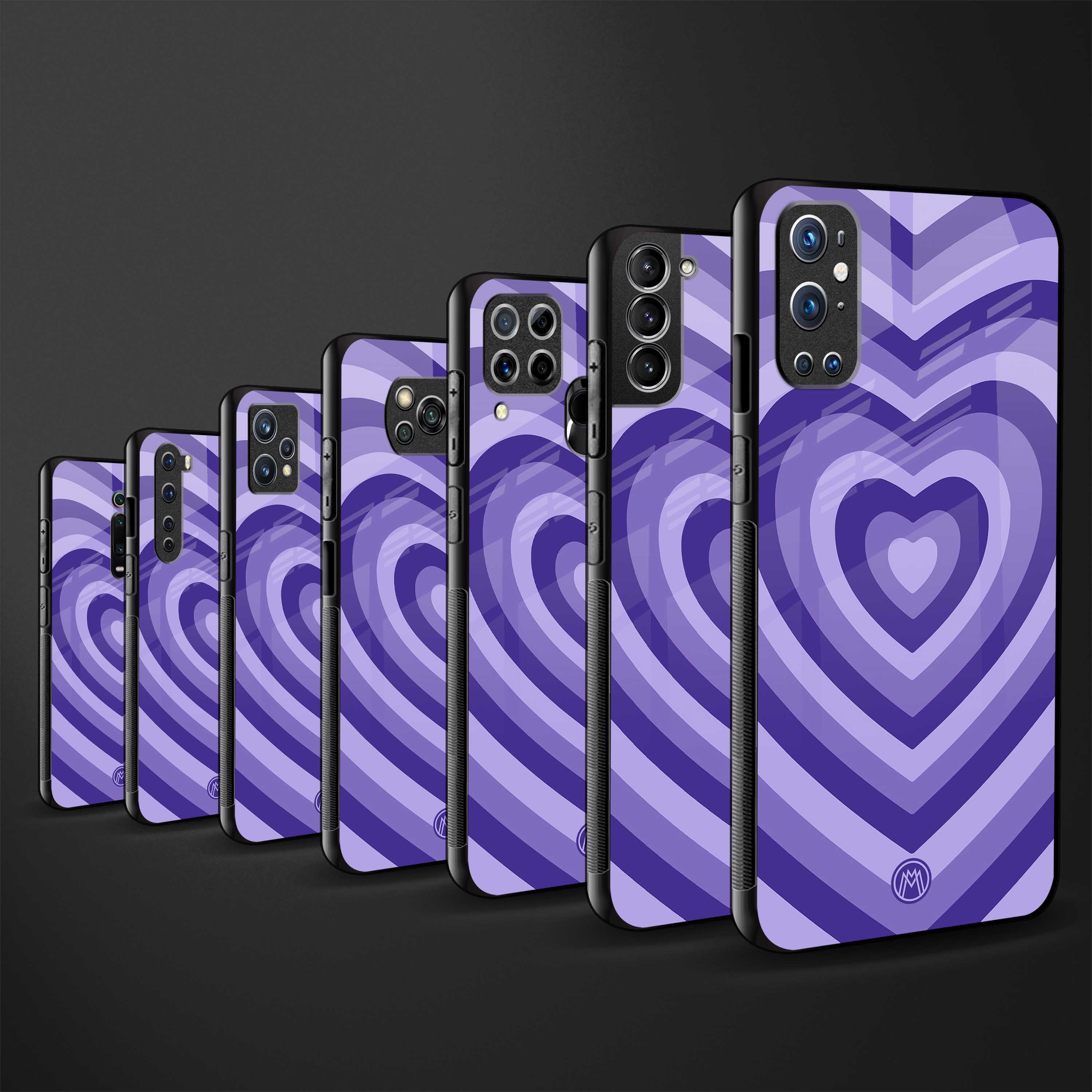 y2k purple hearts aesthetic glass case for iphone 11 image-3