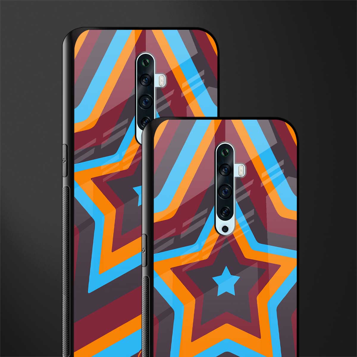y2k red blue stars glass case for oppo reno 2z image-2