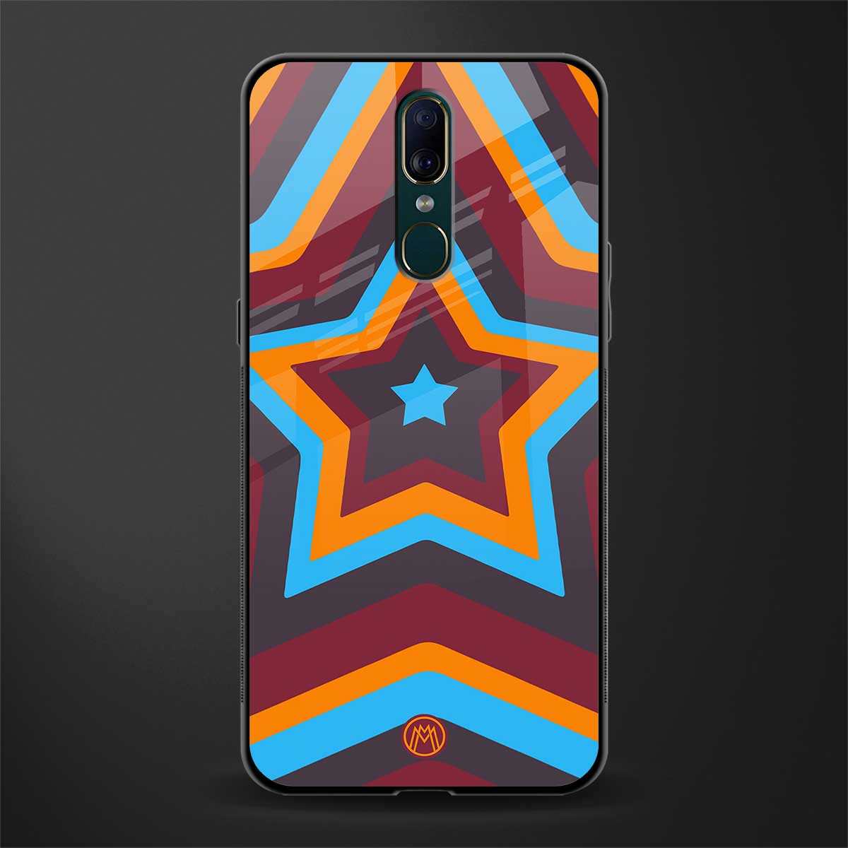 y2k red blue stars glass case for oppo a9 image