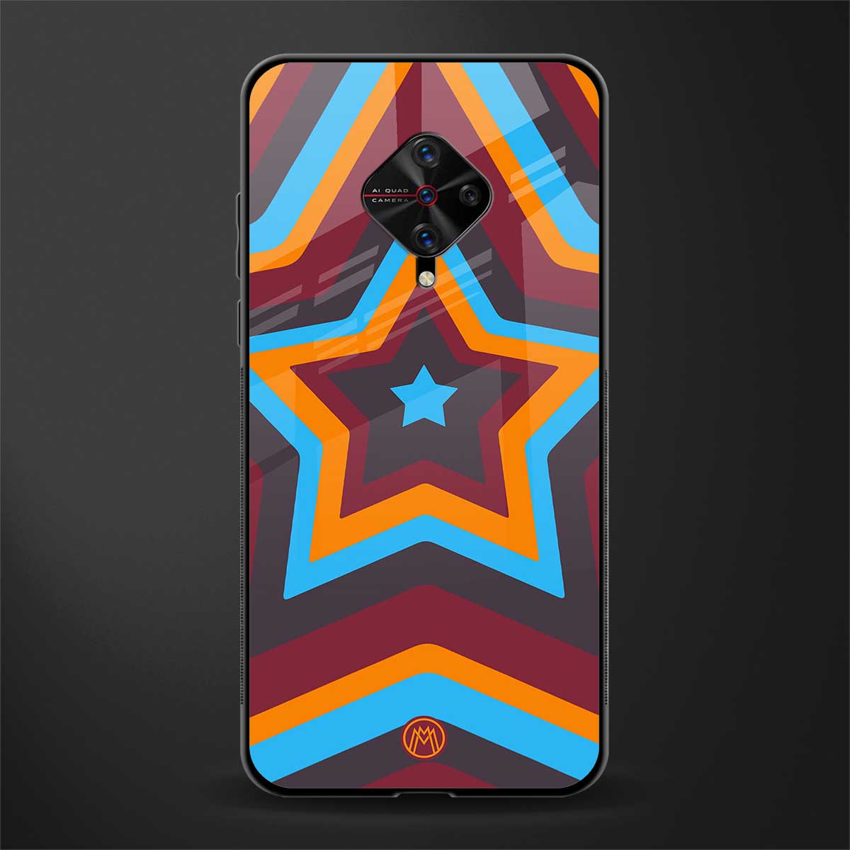 y2k red blue stars glass case for vivo s1 pro image