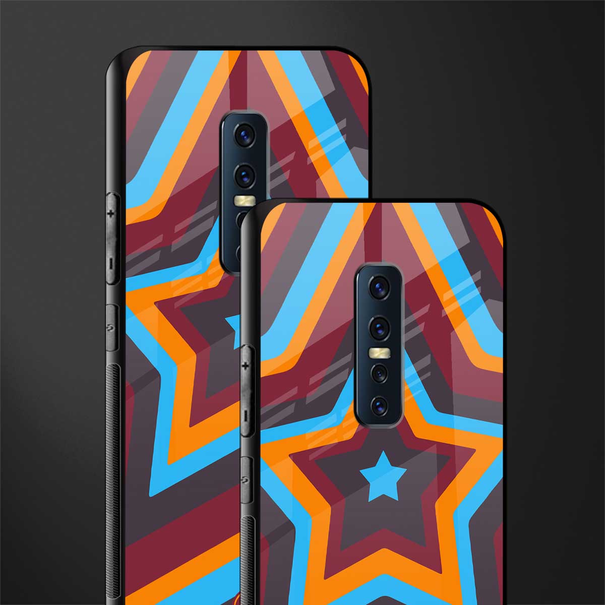 y2k red blue stars glass case for vivo v17 pro image-2