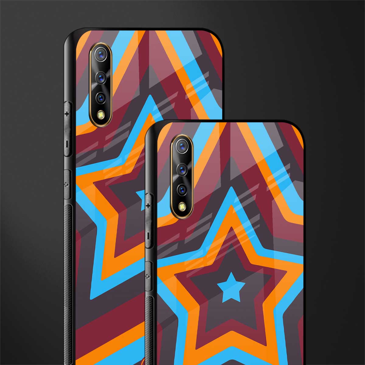 y2k red blue stars glass case for vivo s1 image-2