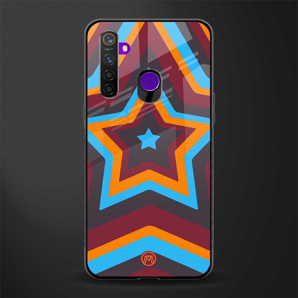 y2k red blue stars glass case for realme 5i image