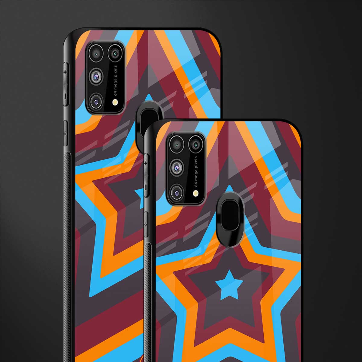 y2k red blue stars glass case for samsung galaxy f41 image-2