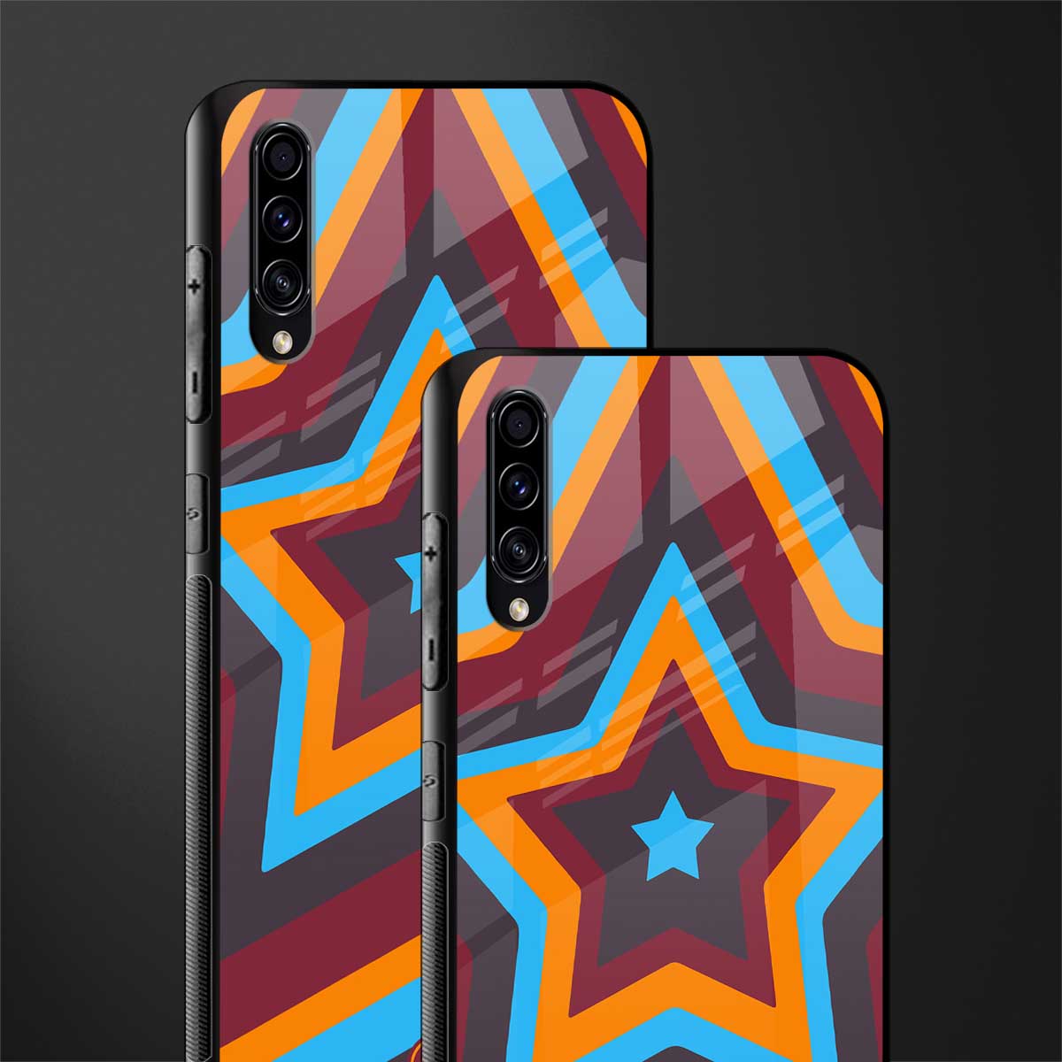 y2k red blue stars glass case for samsung galaxy a70 image-2