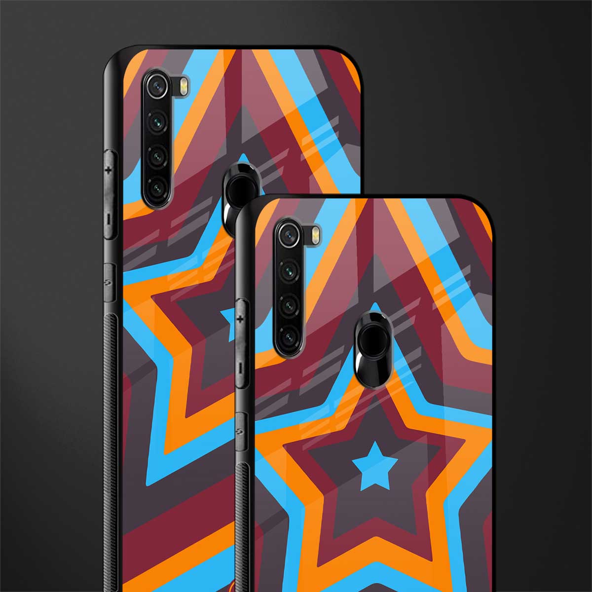 y2k red blue stars glass case for redmi note 8 image-2