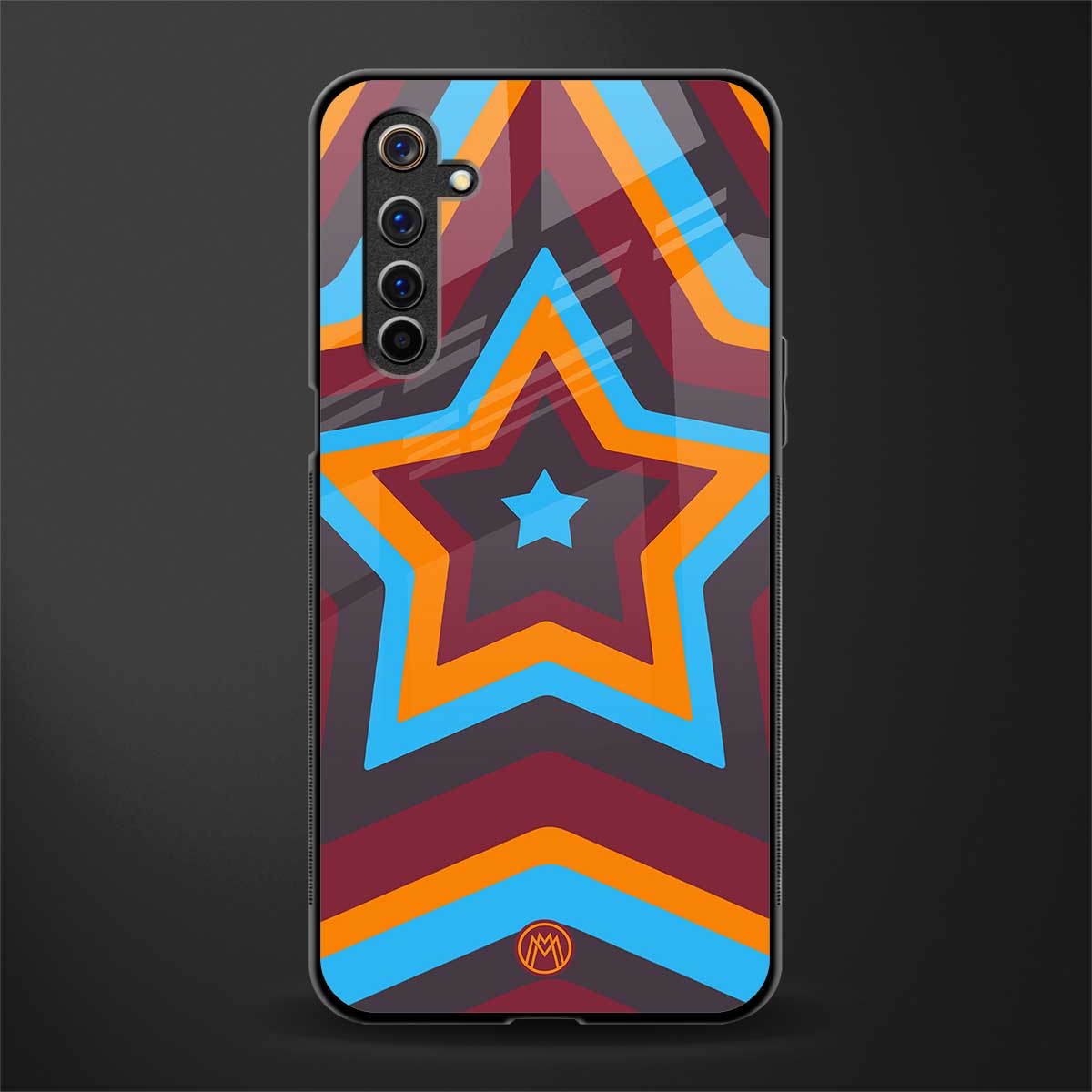 y2k red blue stars glass case for realme 6 image