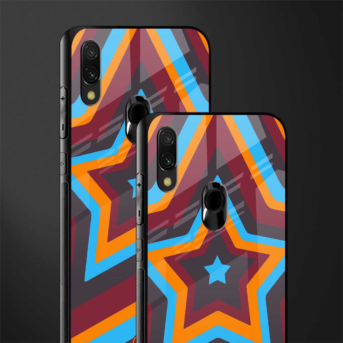 y2k red blue stars glass case for redmi note 7s image-2