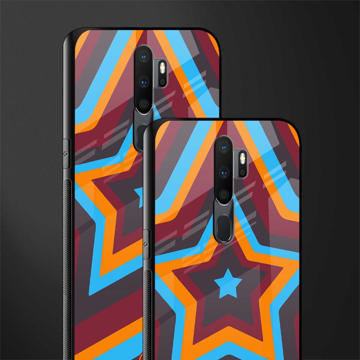 y2k red blue stars glass case for oppo a5 2020 image-2