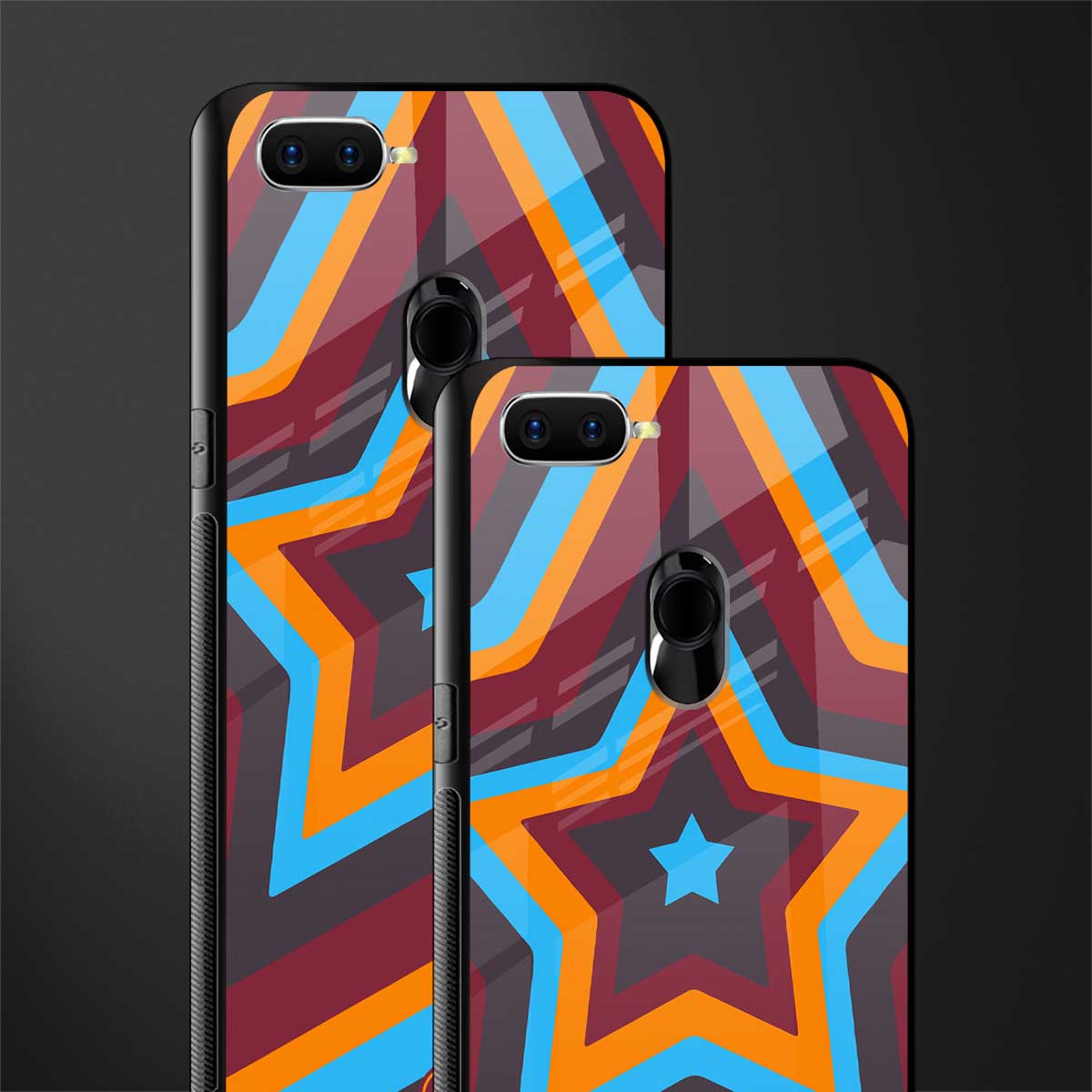 y2k red blue stars glass case for oppo a7 image-2