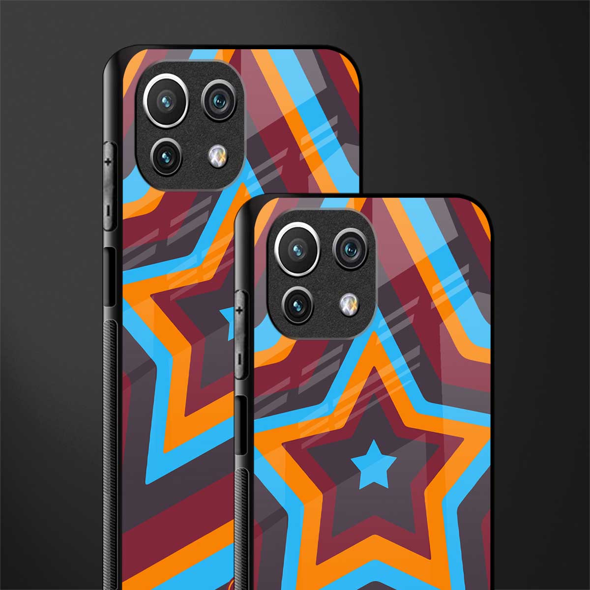y2k red blue stars glass case for mi 11 lite image-2