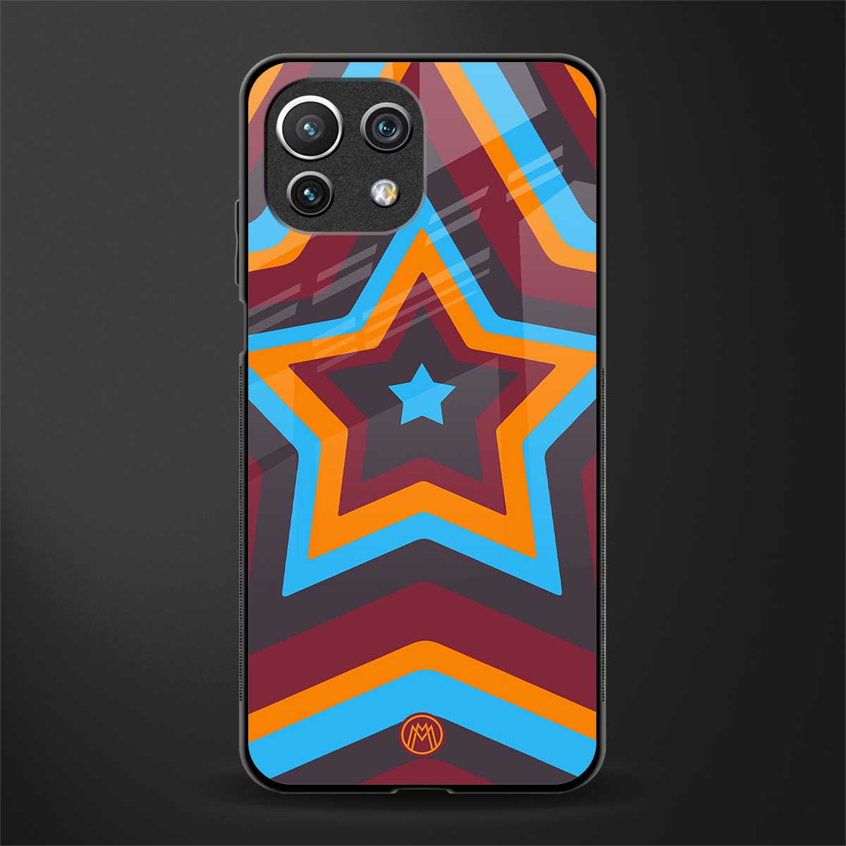 y2k red blue stars glass case for mi 11 lite image
