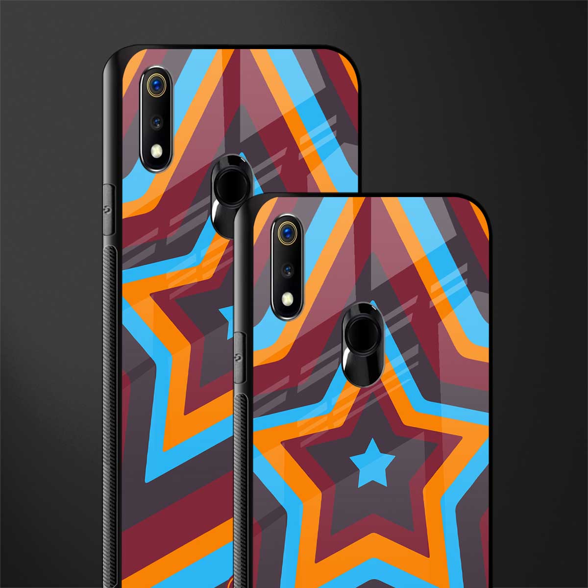 y2k red blue stars glass case for realme 3 pro image-2