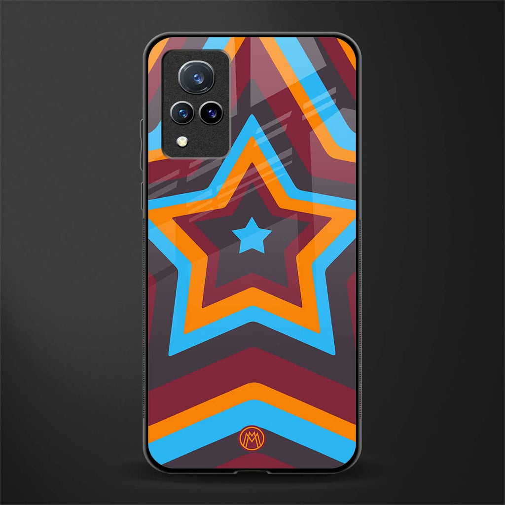y2k red blue stars glass case for vivo v21 5g image