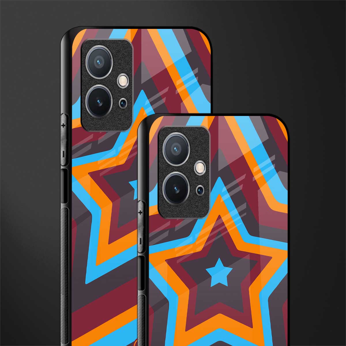 y2k red blue stars glass case for vivo t1 5g image-2