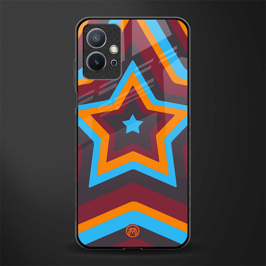 y2k red blue stars glass case for vivo t1 5g image