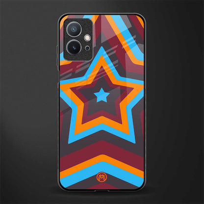 y2k red blue stars glass case for vivo t1 5g image