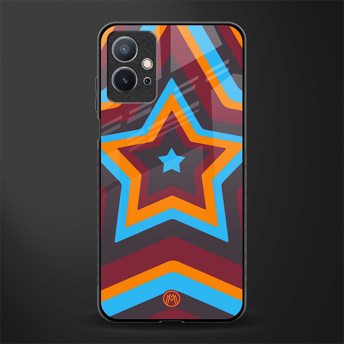 y2k red blue stars glass case for vivo y75 5g image