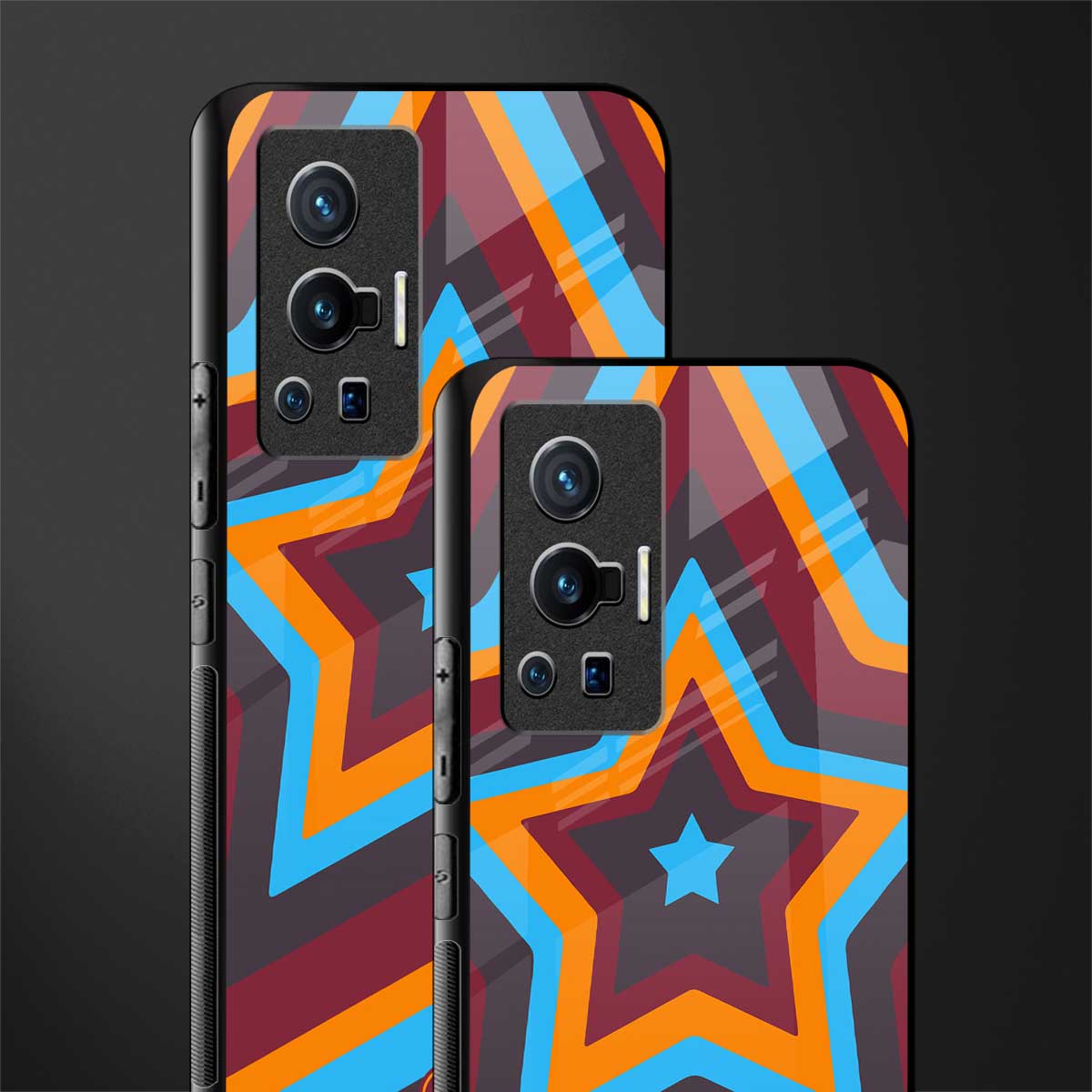 y2k red blue stars glass case for vivo x70 pro image-2