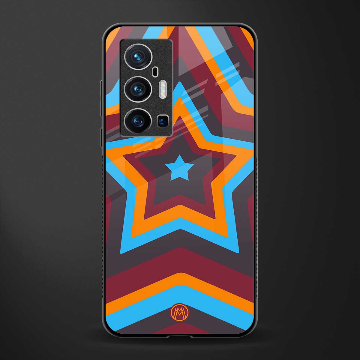 y2k red blue stars glass case for vivo x70 pro plus image