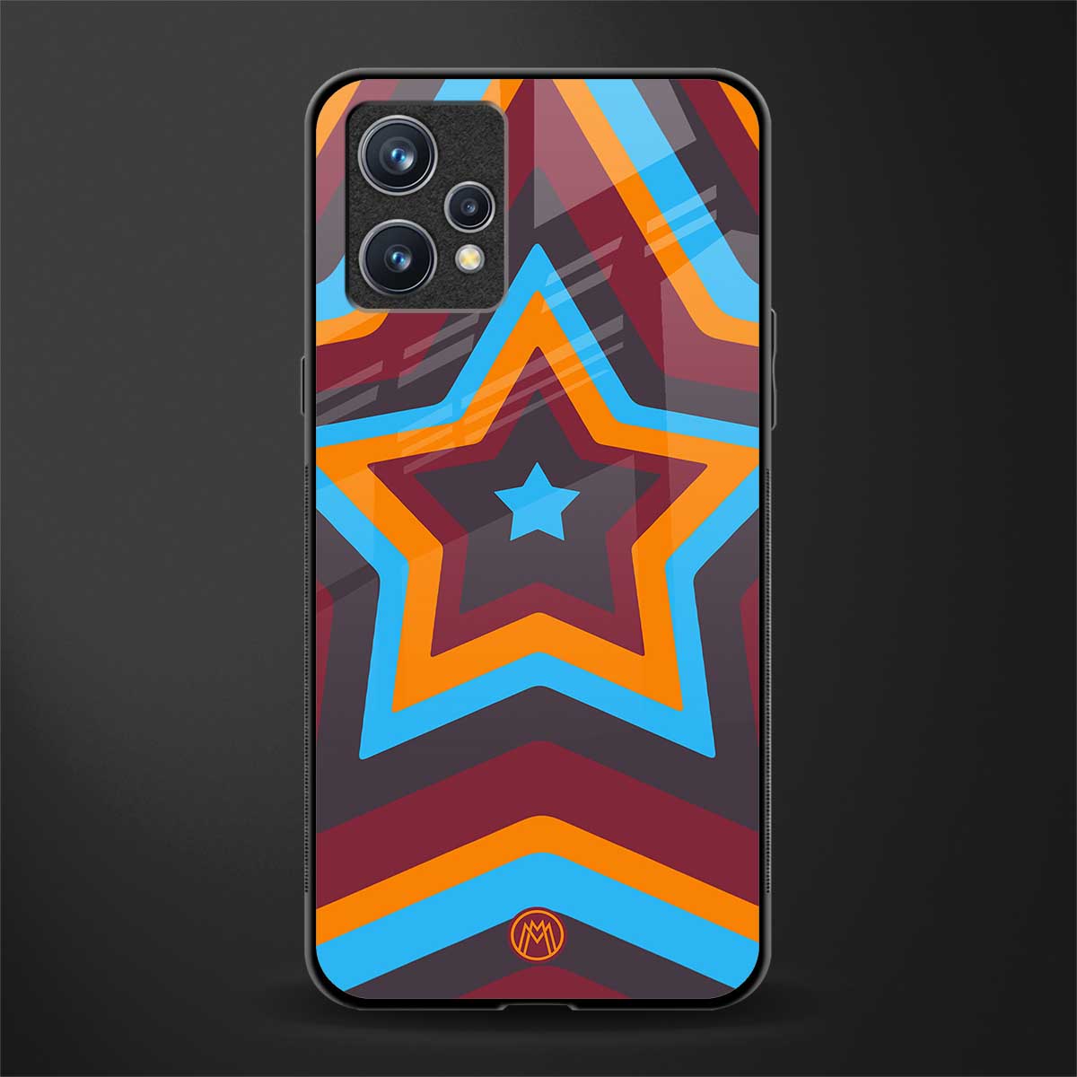 y2k red blue stars glass case for realme 9 4g image