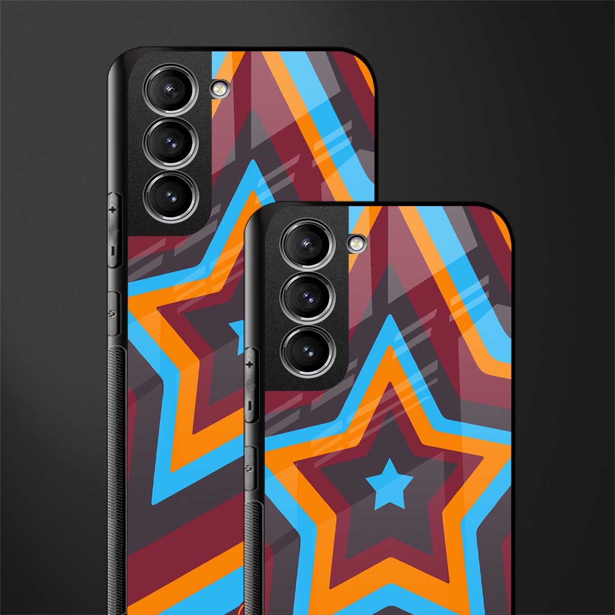 y2k red blue stars glass case for samsung galaxy s21 fe 5g image-2
