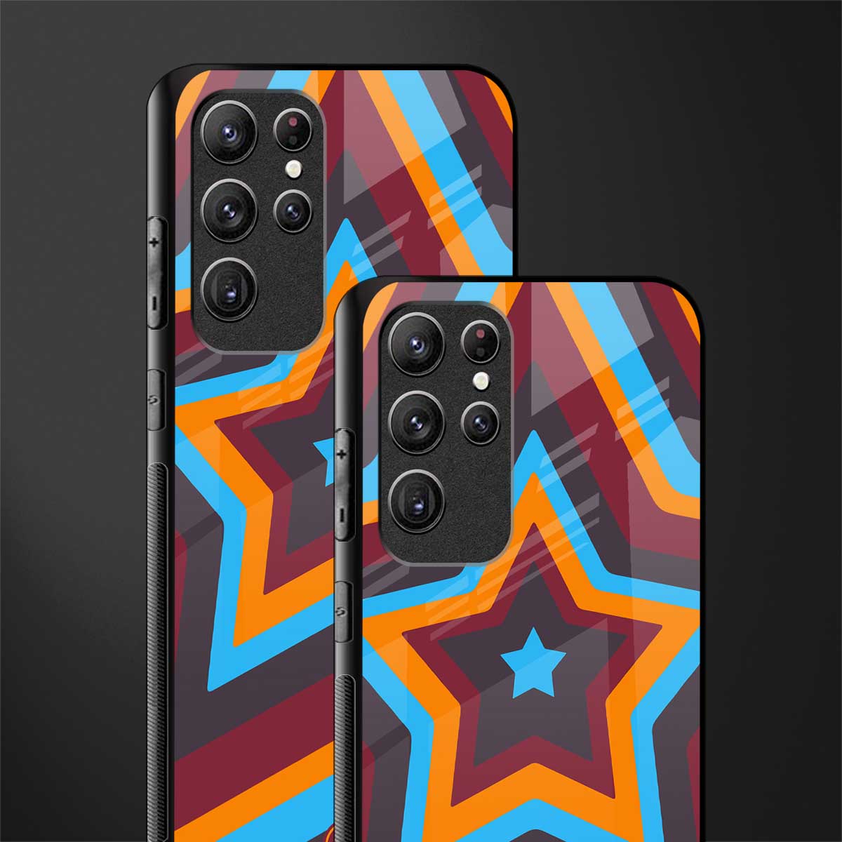 y2k red blue stars glass case for samsung galaxy s22 ultra 5g image-2