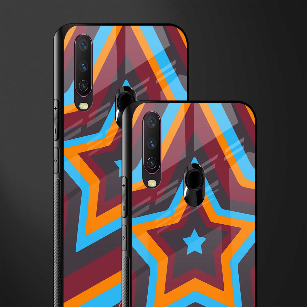 y2k red blue stars glass case for vivo y15 image-2