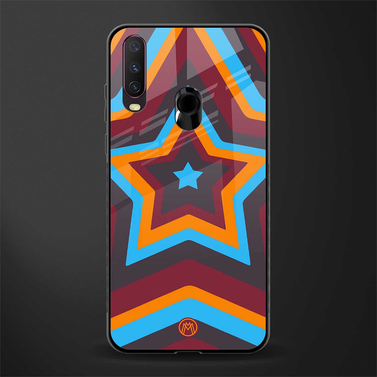 y2k red blue stars glass case for vivo y12 image